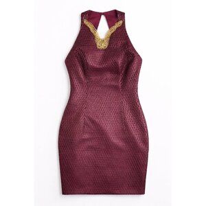 Jessica McClintock Gunne Sax Metallic Sheath Midi Dress Vintage